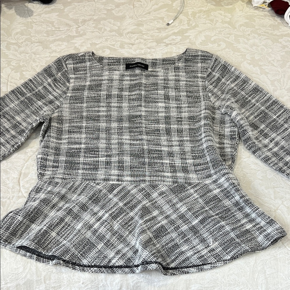 Ivanka Trump Black and White Textured Blouse